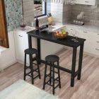 Barová souprava 3 díly 1 stůl se 2 barovými židlemi černá BD01-BLACK