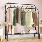 Věšák na oblečení s botníkem a kolečky 154 x 58 x 150 cm černý CR007-150