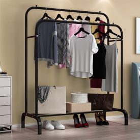   Věšák na oblečení s botníkem a kolečky 120 x 58 x 154 cm černi CR010-125