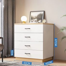   Komoda do ložnice obývací pokoj 4 zásuvkový nábytek 60x40x67 cm bílá F4-Bílá