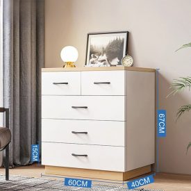   Komoda do ložnice obývací pokoj 5 zásuvkový nábytek 60x40x67 cm bílá F5-Bílá