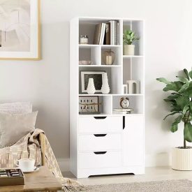   Skříňka se zásuvkami a policemi 75x24x180 cm bílá FUR1922-3