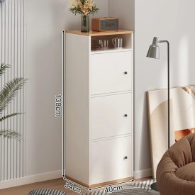   Komoda do ložnice obývacího pokoje nábytek 3-dveřová skříň 40x34x138cm bílá FZ05