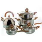 12dílná sada nerezového nádobí s čajníkem G012