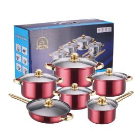 12-dílná sada nerezového nádobí červená G11