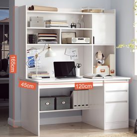   Policový stůl se zásuvkami a úložným prostorem 120x45cm bílá OT-504-White