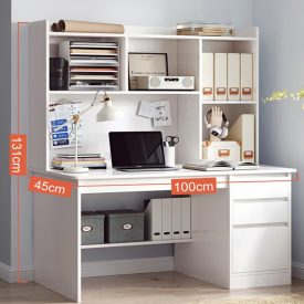   Policový stůl se zásuvkami a úložným prostorem 100x45cm bílá OT-505-White