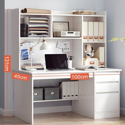 Policový stůl se zásuvkami a úložným prostorem 100x45cm bílá OT-505-White