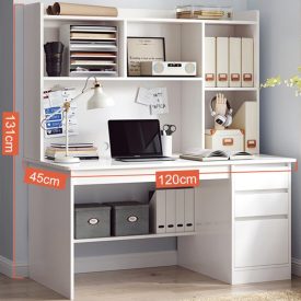   Policový stôl so zásuvkami a úložným priestorom 120x45cm biela OT-506-White