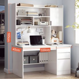   Policový stůl se zásuvkami a úložným prostorem 100x45cm bílá OT-507-White