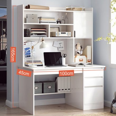 Policový stůl se zásuvkami a úložným prostorem 100x45cm bílá OT-507-White