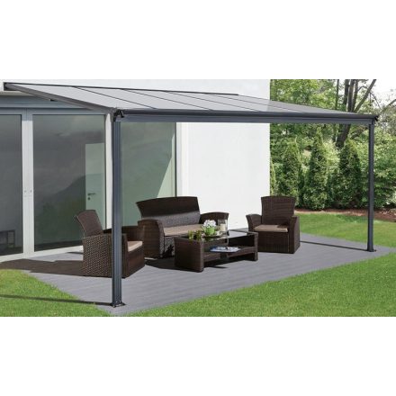 ForGarden P-435 plochá střecha pergola antracit s transparentní střechou 303 cm x 435 cm