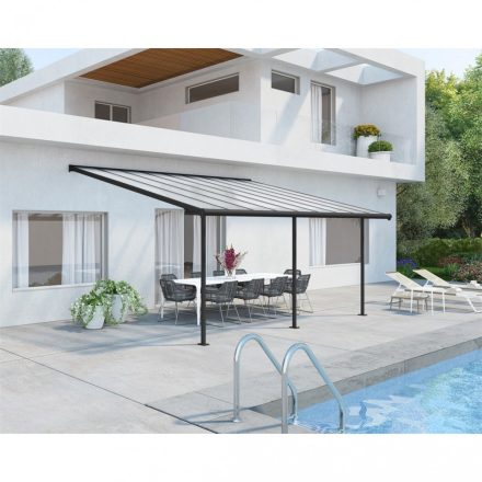 ForGarden P-550-1 plochá střecha pergola antracit s transparentní střechou 303 cm x 558 cm