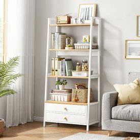   Polička na knihy se dvěma zásuvkami 40x30x150cm bílá PS05-02