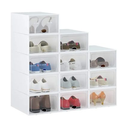 Úložný box na boty 12 kusů bílý ST-12-W
